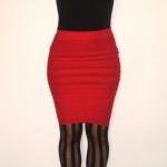 Red Ruffle Bodycon Mini Skirt