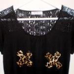 Black Lace T Shirt Leopard Cross For Women